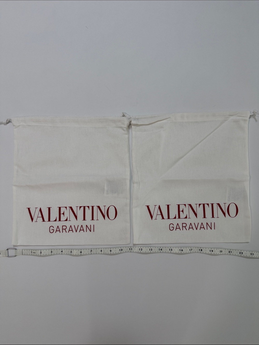Valentino White Cotton Dust Bags with Red Logo (Pair)